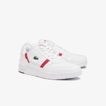 Lacoste T-Clip Leather Sneakers Pánské - Tenisky Bílé / Červené | CZ-aoJVf9